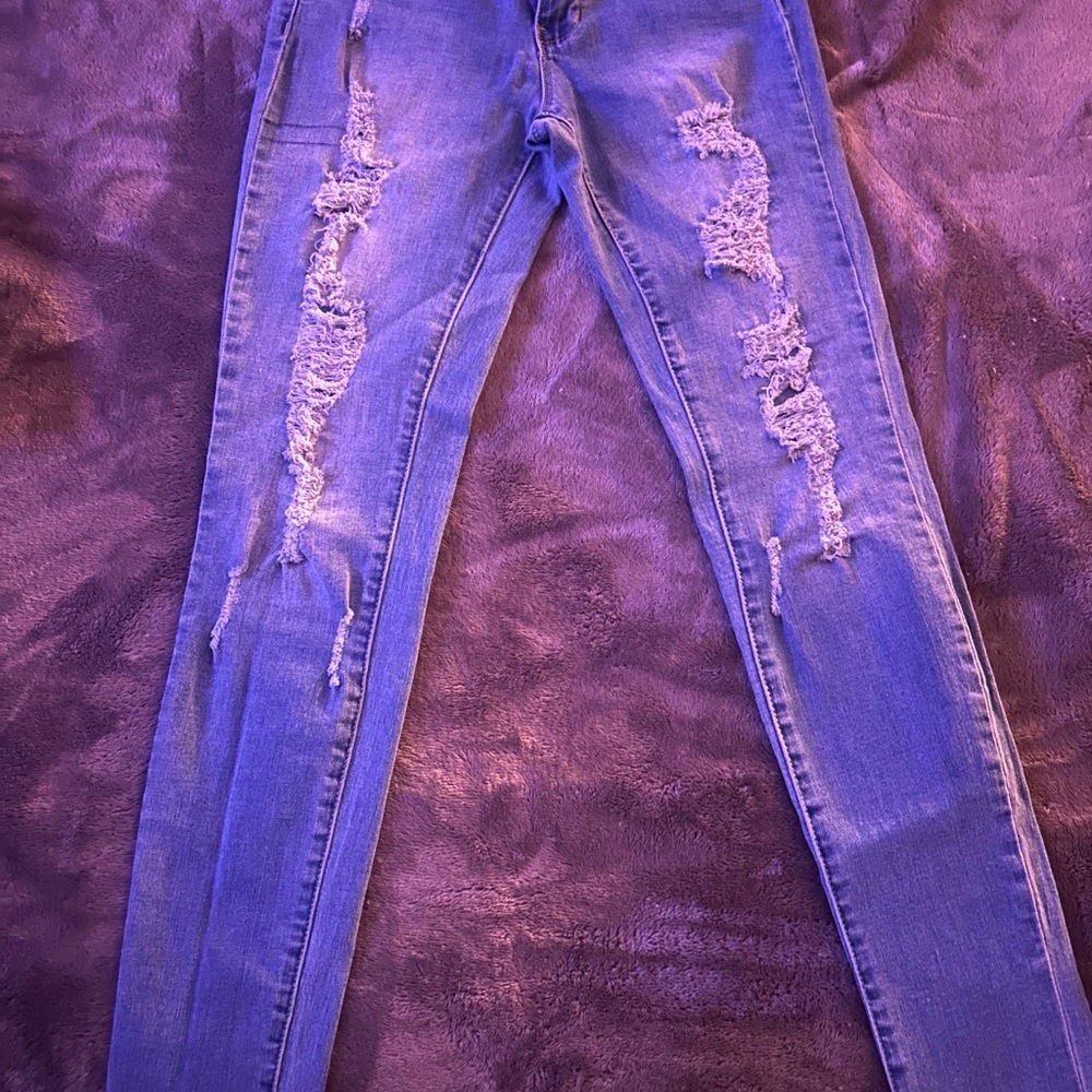 Classic Blue Distressed Women's Jeans